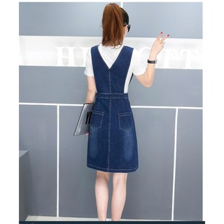 Đầm Yếm Jeans  Phối Túi  Thời Trang D698