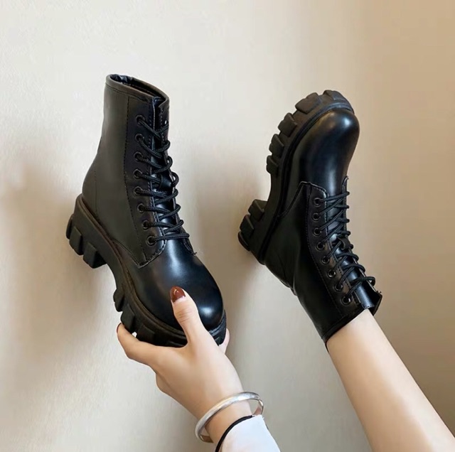 [Ảnh thật ở cuối] Boots cổ cao cá tính mẫu mới 2020 đế chiến binh đế 4,5cm giày mềm nhẹ bao trất