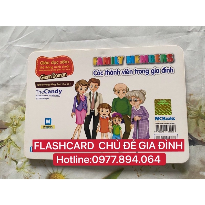 Flashcard Chủ Đề Gia Đình -20 thẻ Size A5- Thẻ Dạy Tiếng Anh cho bé