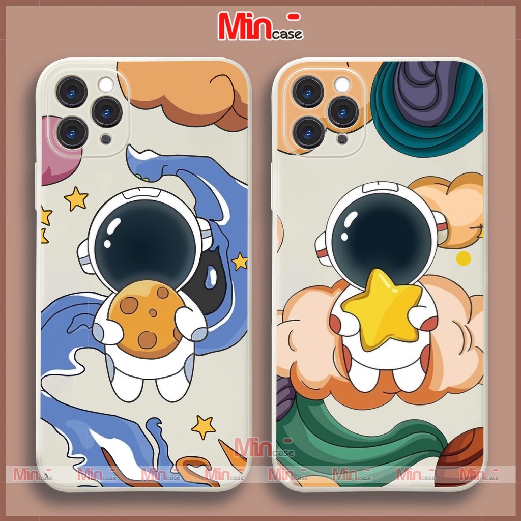 Ốp lưng iPhone Phi hành gia viền vuông silicon mềm dẻo cho iphone 6/6s/7/8/X/XS/XR/11/12/13 Pro Plus Max cute dễ thương