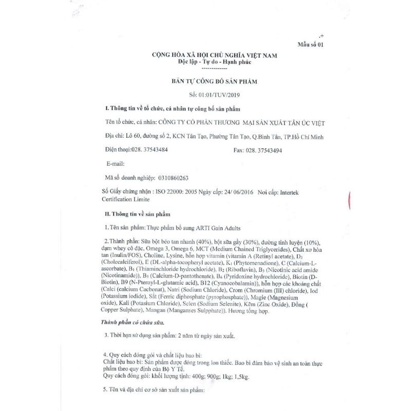 Sữa xương khớp Arti Joint 900g