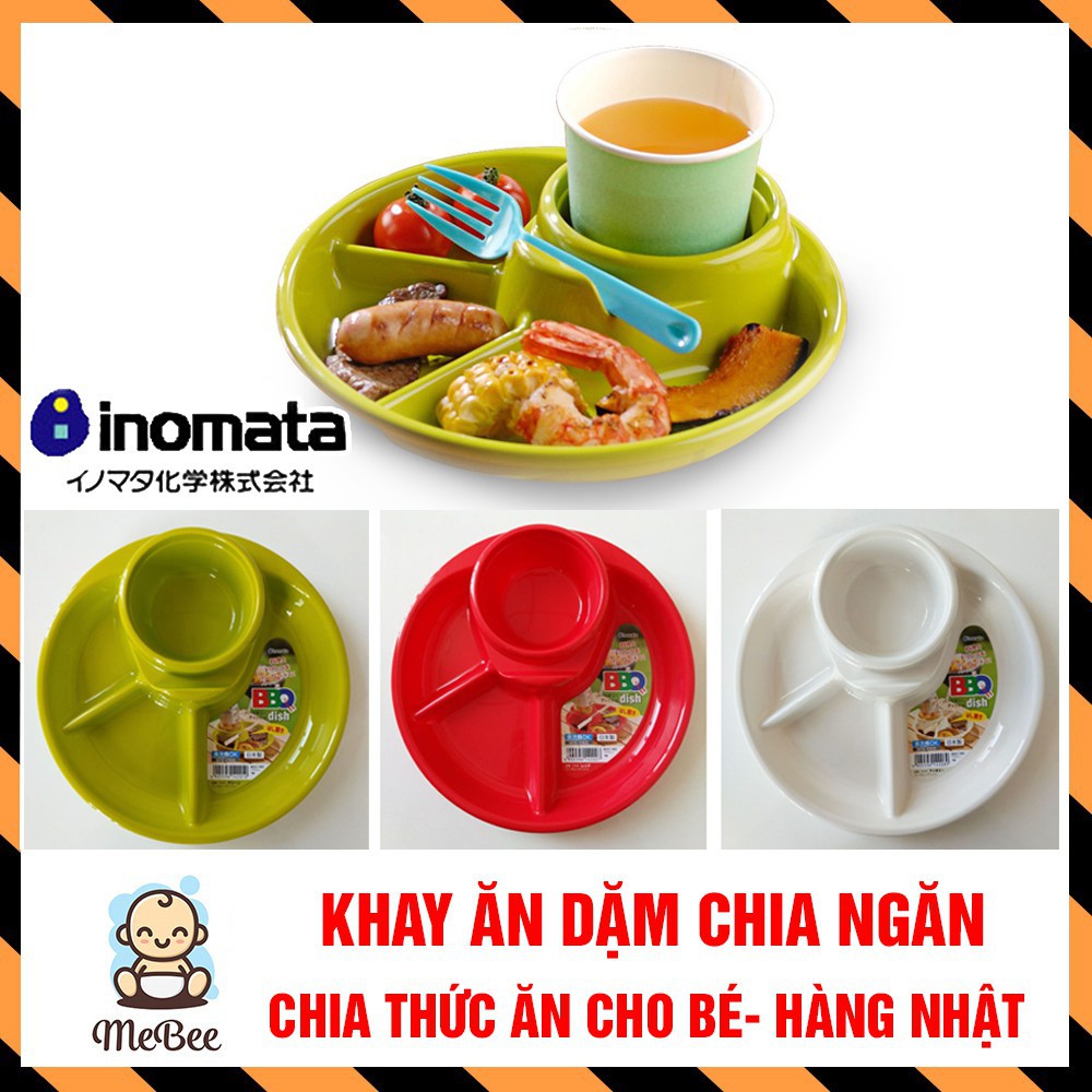 Khay ăn 3 ngăn Inomata cho bé có kèm khay để cốc hàng Nhật