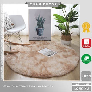Thảm lông tròn trài sàn màu Loang lạc đà đường kính 100cm