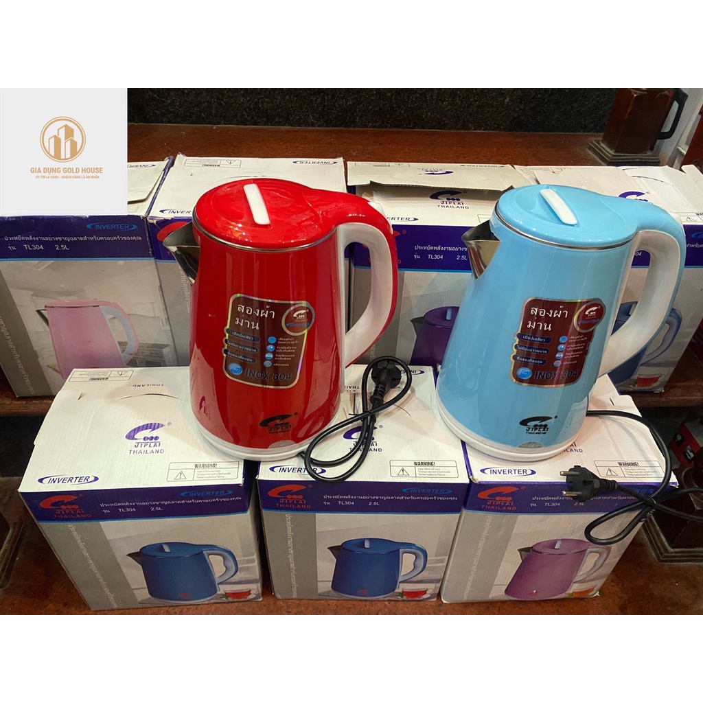 Ấm siêu tốc 2 lớp Thái Lan 2.5L, Ấm đun siêu tốc 2 lớp sôi nhanh, an toàn,tiện dụng