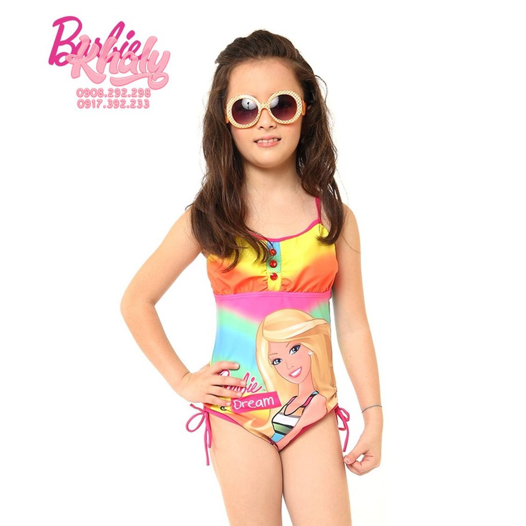 Bộ đồ bơi 2 dây liền thân hình công chúa Barbie My Dream màu dạ quang có size (S,M,XL) dành cho trẻ em, bé gái