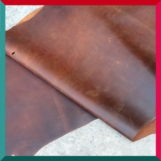 Da Sáp Ngựa Điên Cao Cấp Thương Hiệu Da Thuộc Sài Gòn Màu Nâu Hạt Dẻ - Bán Da Bò Sáp