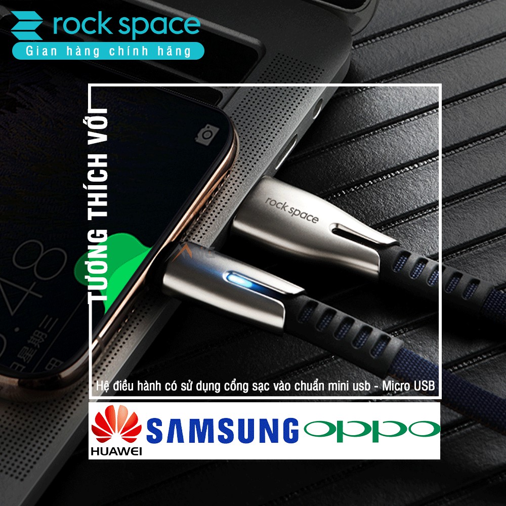 Dây Cáp Sạc Nhanh Chính hãng Rockspace M2 kết nối cổng micro cho điện thoại androin độ dài 1,2 mét Bảo hành 1 năm