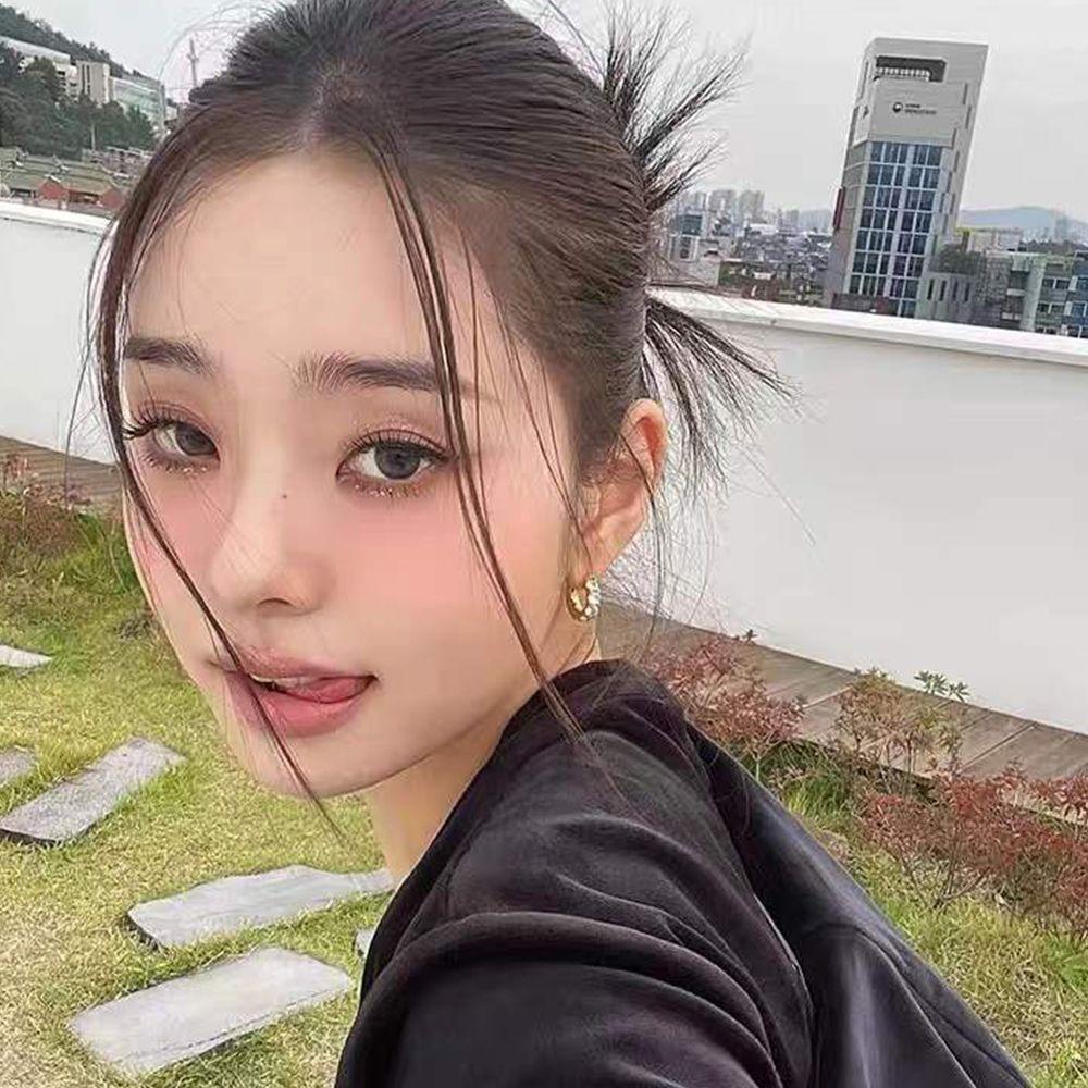 Khuyên Tai Tròn Đính Đá Zircon Màu Trơn Phong Cách Retro Thời Trang|Khuyên Tai Dáng Dài Phong Cách Hàn Quốc Song Ji Ah