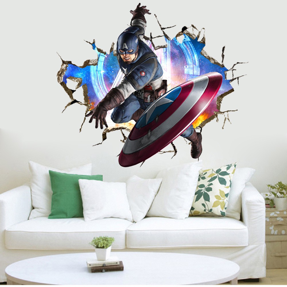 [Mã SKAMLTS1910 giảm 15K đơn 0Đ] Tranh siêu anh hùng Marvel - decal Avengers 3D - decalamyshop