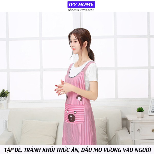 Tạp dề nấu ăn chống nước dầu mỡ, hình ảnh gấu dễ thương đáng yêu