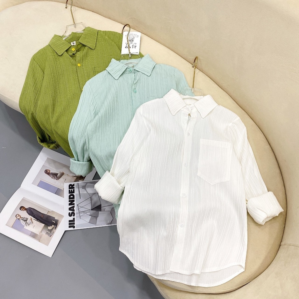 Áo Sơ Mi Dài Tay Đũi Gân PEONYB Nữ [FREESHIP]  Thun kiểu học sinh công sở form rộng dáng đẹp hàn quốc