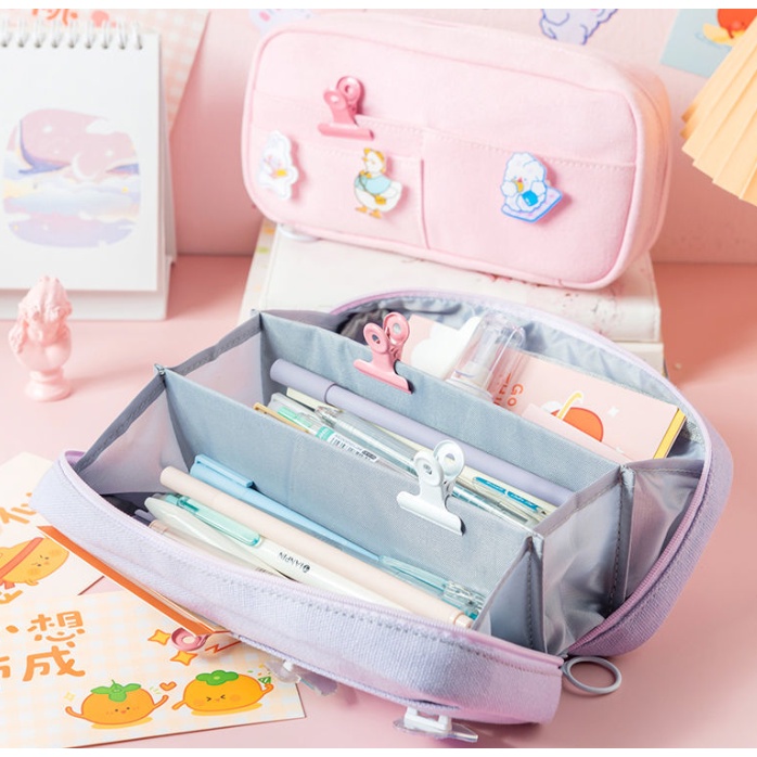 Túi Đựng Bút 8 Ngăn Sức Chứa Lớn Phong Cách Nhật Bản Dễ Thương Tiện Dụng Cho Học Sinh