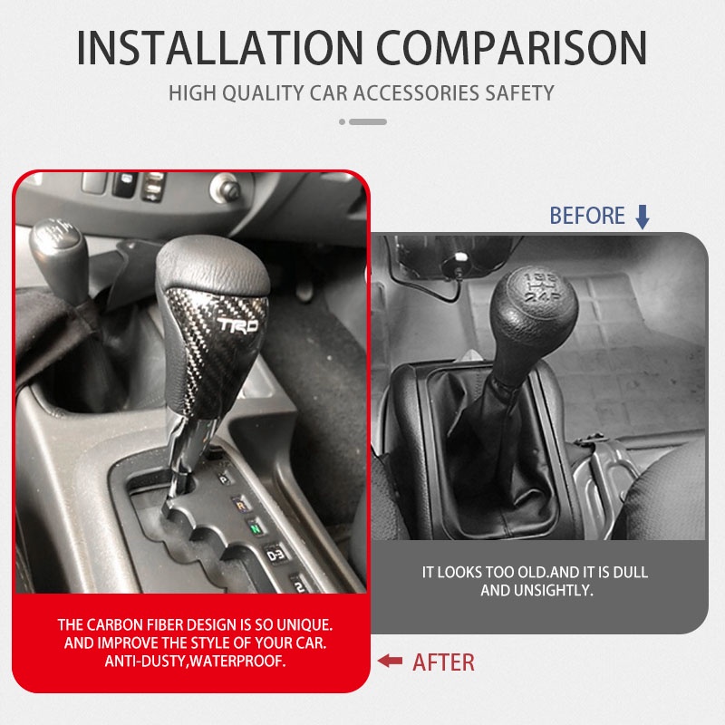 Hộp số xe ô tô bằng sợi carbon TRD điều khiển bằng tay tự động trang trí da đa năng tự động đẩy xuống thanh gạt cần số tốc độ đầu tự động Phụ kiện nội thất