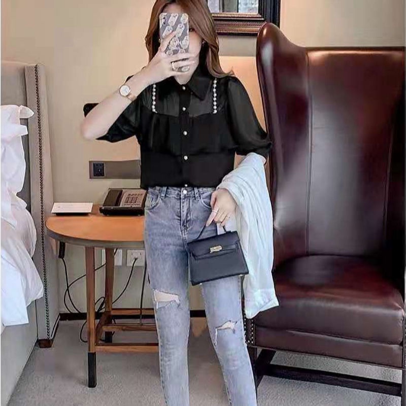 Áo Sơ Mi chiffon Ngắn Tay Thời Trang Mùa Hè Hàn Quốc Dành Cho Nữ