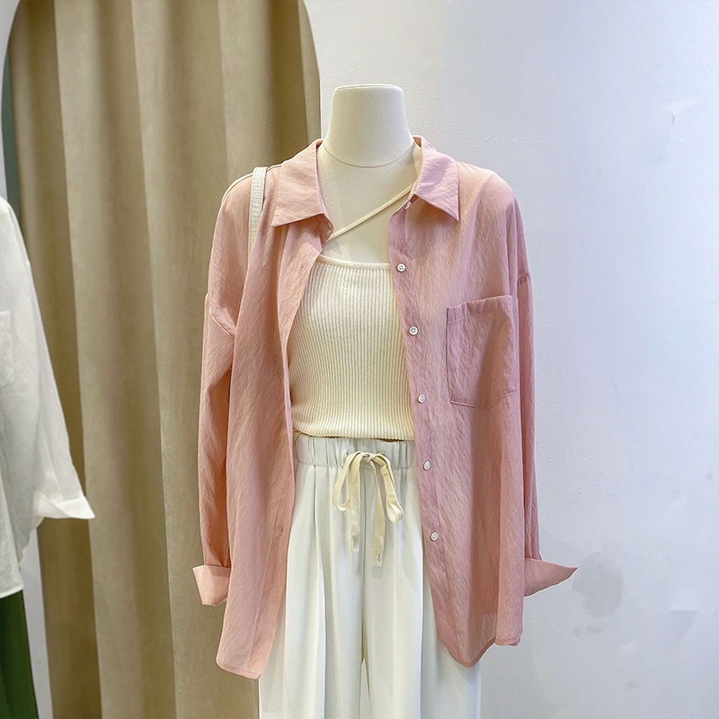 Jiashucheng Áo Sơ Mi Tay Dài Chống Nắng Dáng Rộng Thời Trang Mùa Hè Cho Nữ