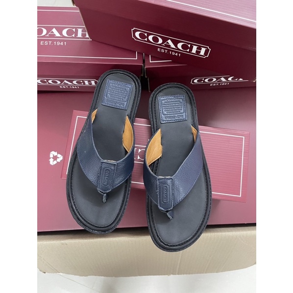 HÀNG XUẤT XỊN  FULl BOX _Dép kẹp nam COACH DA THẬT cực sang xịn êm vô đối