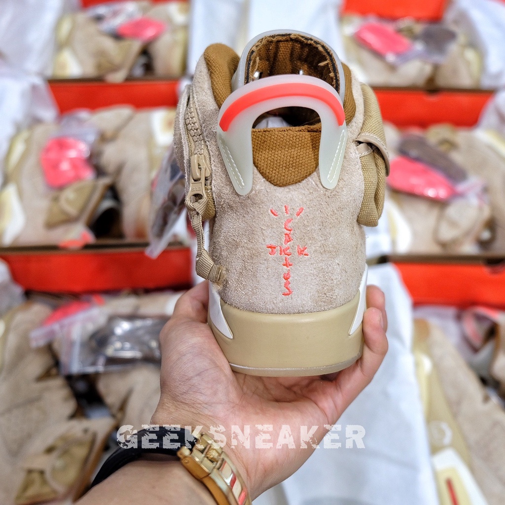 [GeekSneaker] Giày Sneaker Travis Scott x Air Jordan 6 Retro ‘British Khaki’ | BigBuy360 - bigbuy360.vn