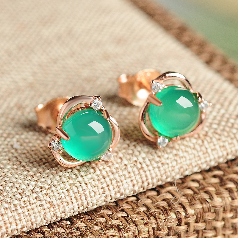 Bông Tai Bạc 925 Đính Đá Canxedon