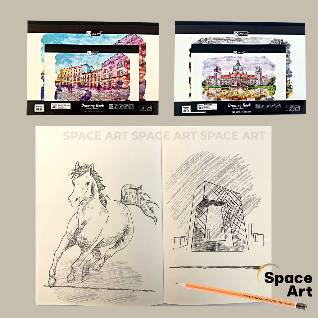 Sổ vẽ ký họa phác thảo Drawing Book Zen Art gáy dán 100gsm 20 tờ