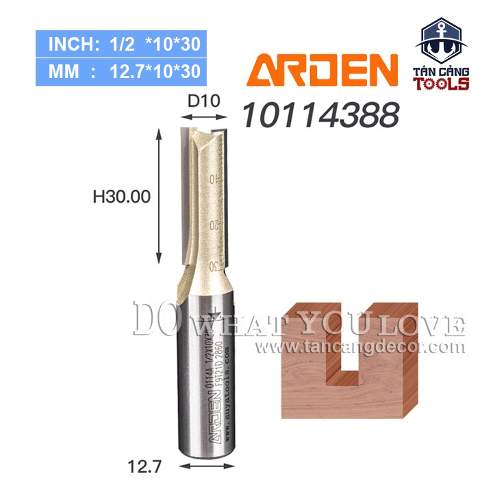 Mũi Router Móc Rãnh Arden 30 x 10mm  Cốt 12.7 mm