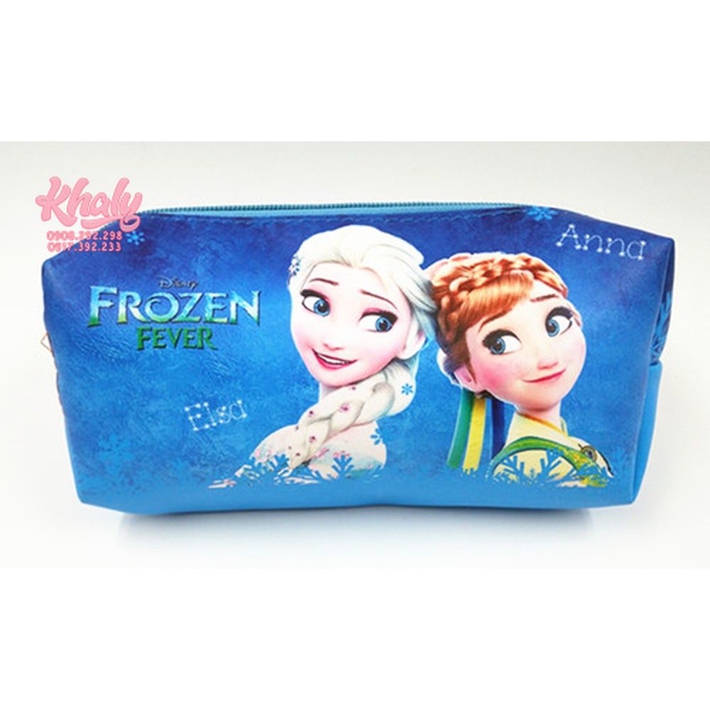 😘Hộp bút, bóp viết 1 ngăn lớn hình công chúa Anna Elsa (Frozen) màu xanh dành cho học sinh bé gái - 100FZX08180