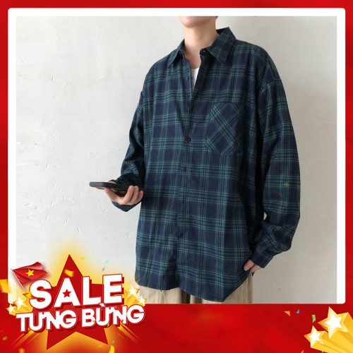 -HÀNG NHẬP KHẨU Áo khoác sơ mi caro tay dài thời trang phong cách Hàn Quốc cho nam Liên hệ mua hàng 084.209.1989