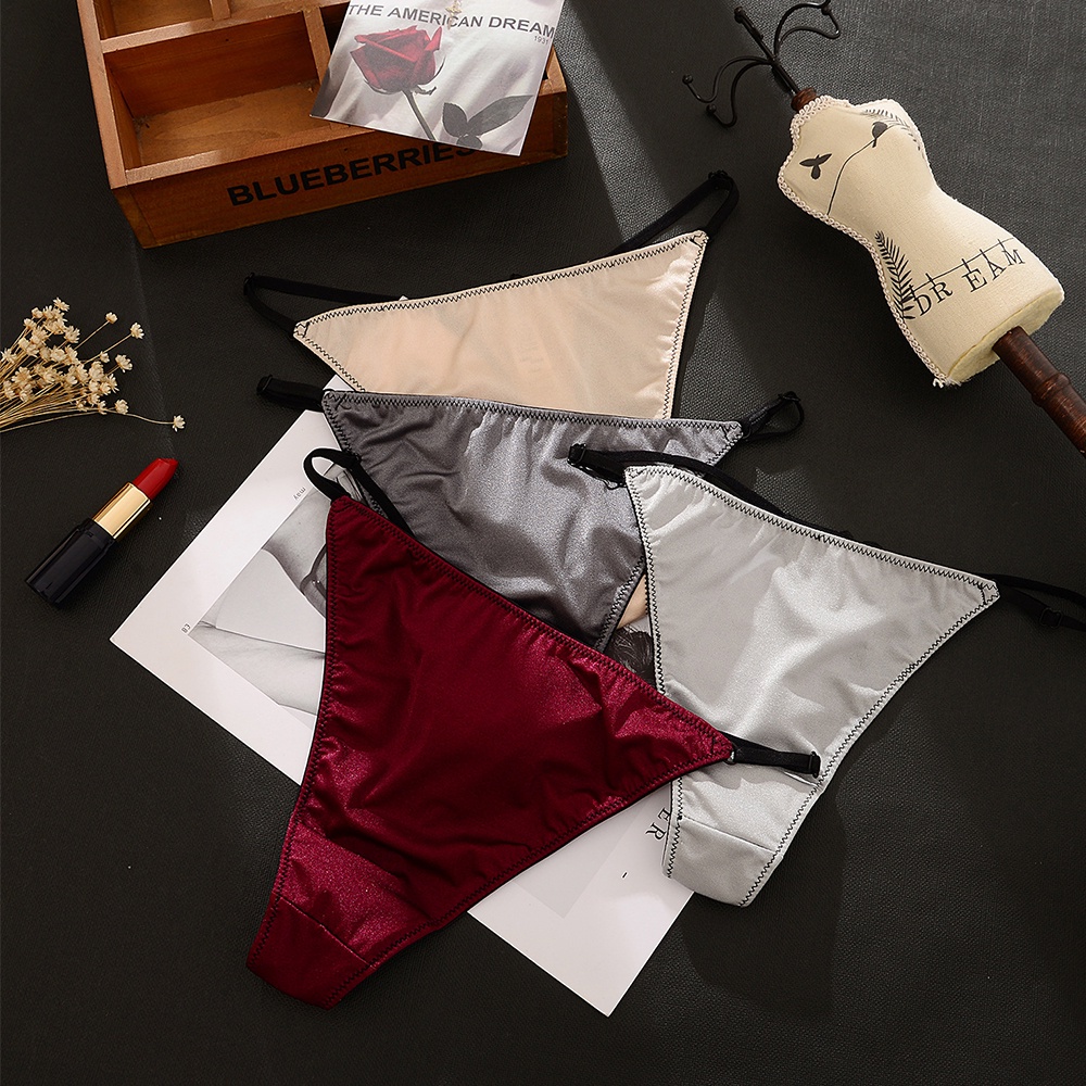 Quần Lót Lọt Khe Bằng Cotton Satin Không Đường May Sang Trọng Nhiều Màu Cho Nữ