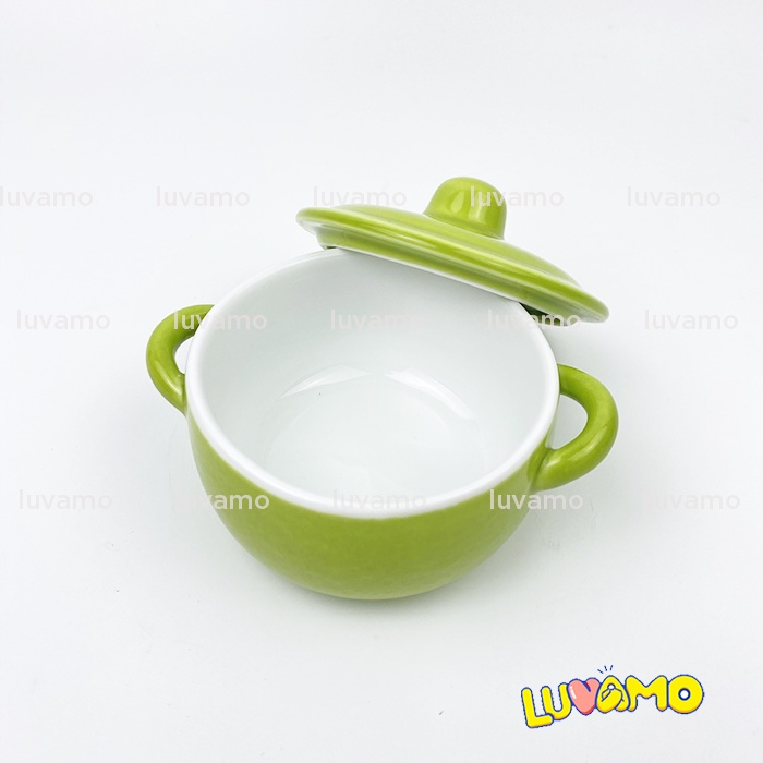 Bát ăn dặm gốm sứ có nắp trơn 120ml cho bé AD87