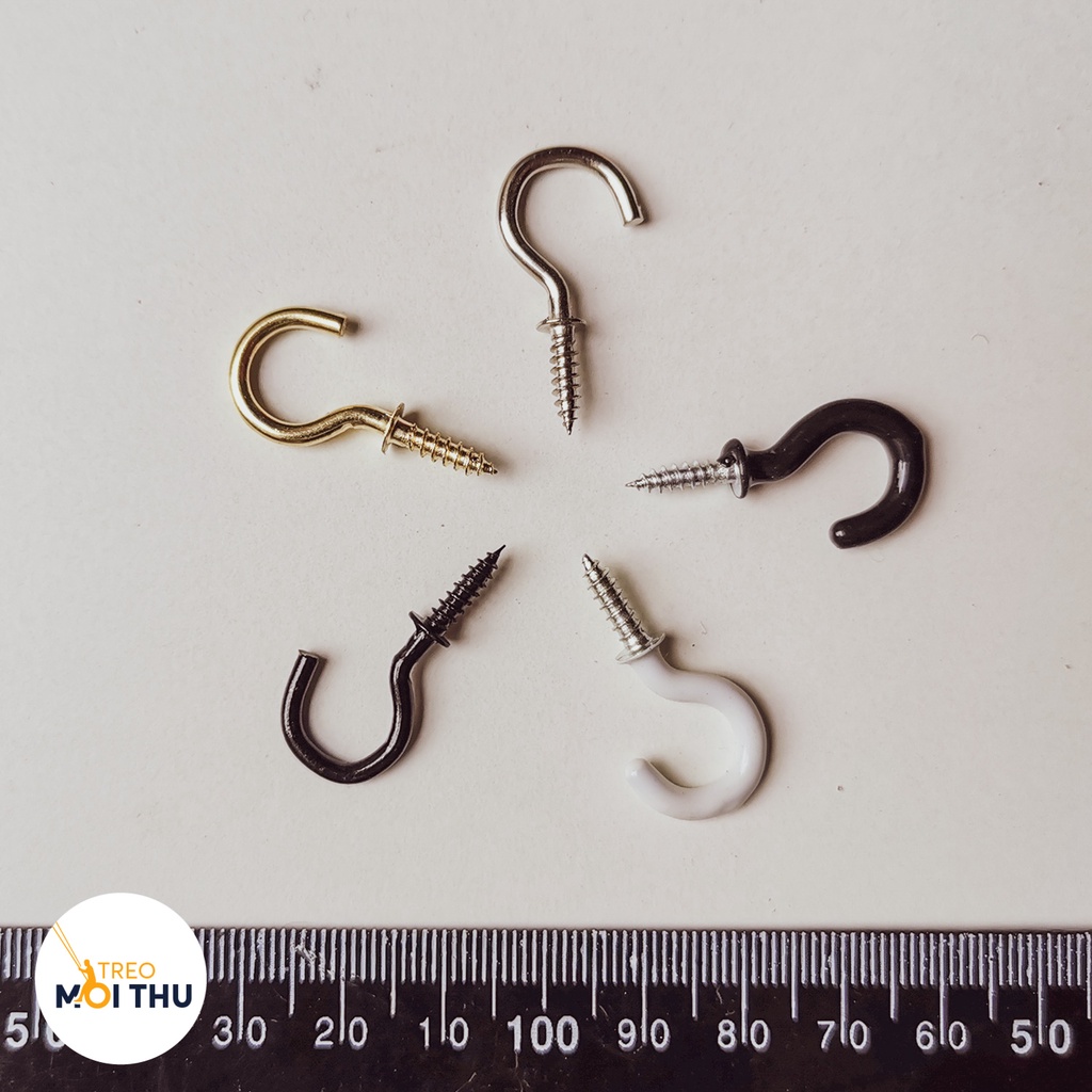 Túi 20 Móc Dấu Hỏi Cup Hook - 3 cm - Trắng, đen, đồng, bọc nhựa PVC - Treo chìa khóa, DIY, mộc - Treo Mọi Thứ