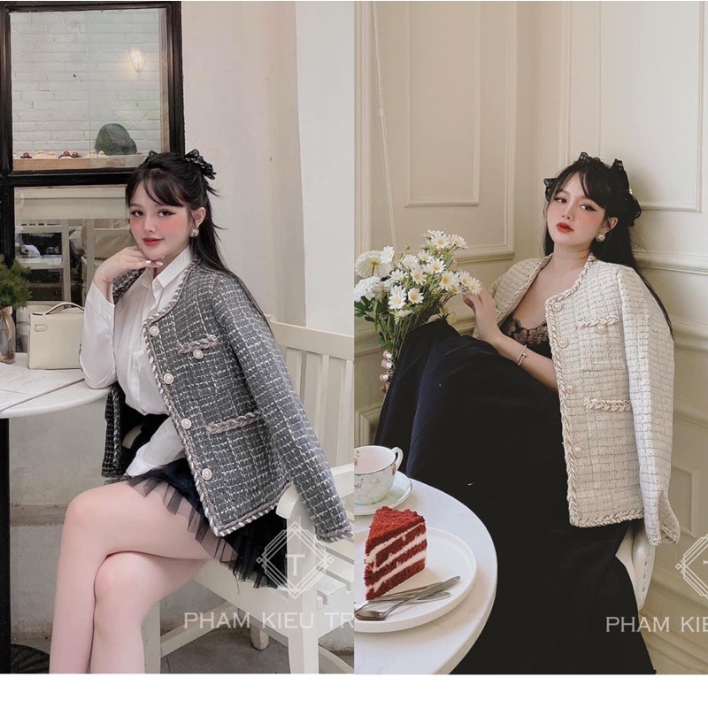 áo khoác dạ tweed thừng khuy ngọc hàng chuẩn SDD (có sẵn) | BigBuy360 - bigbuy360.vn