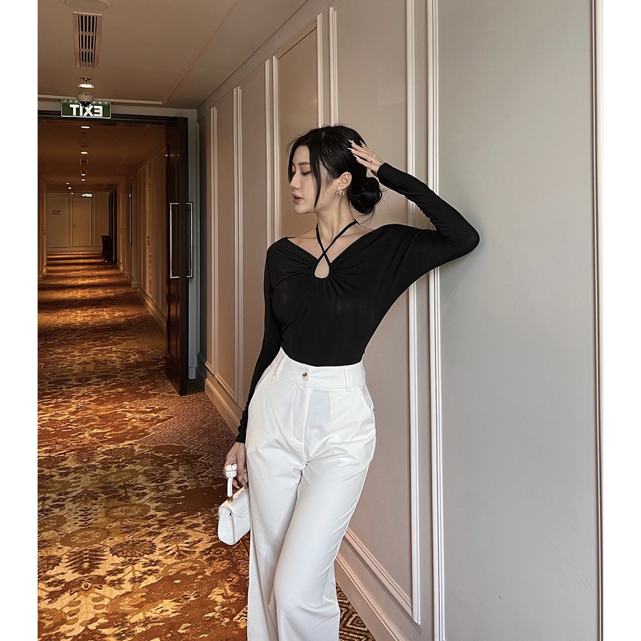 BBSTORE'S Áo Tay Dài Cổ Yếm Thời Trang Dự Tiệc Đi Dạo Cực Xinh -A1239