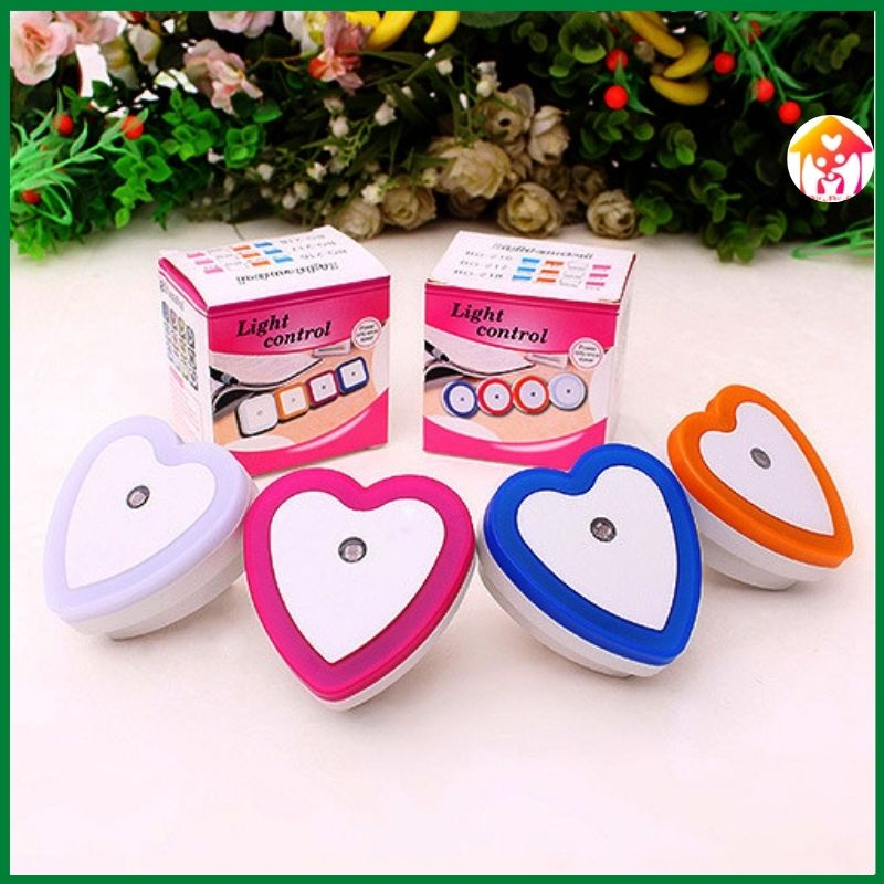 Đèn ngủ LED cảm biến ánh sáng tự động bật tắt-hình vuông-chiếc lá-trái tim- hình tròn công suất đèn 0.1w tiết kiệm điện