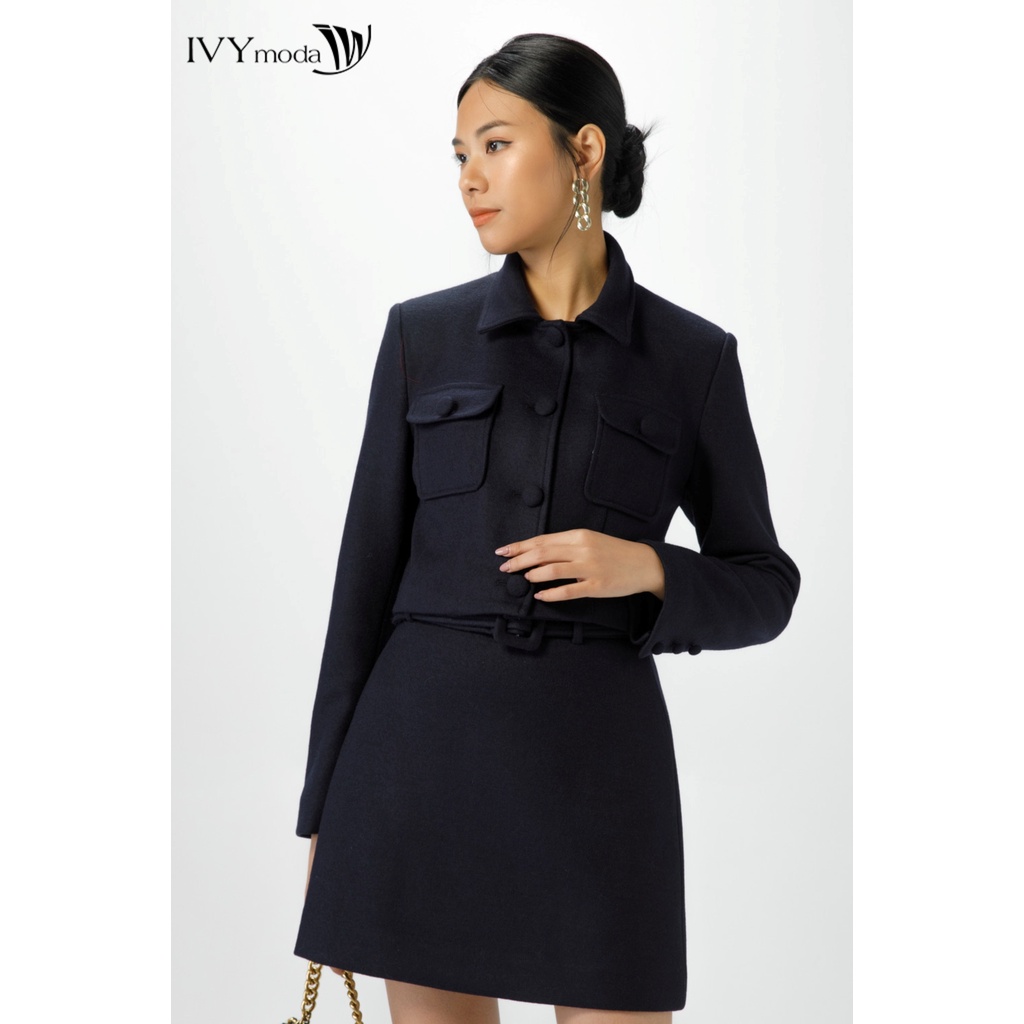 Áo khoác dạ nữ dáng ngắn IVY moda MS 67B9010
