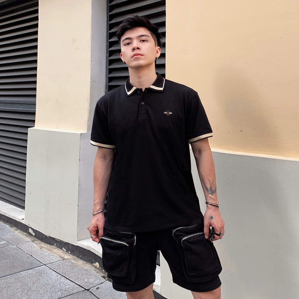 Áo Polo Nam BeeArt Black chất vải CVC cao cấp mềm mát,co giãn thoải mái,dễ phối đồ - REVVOUR