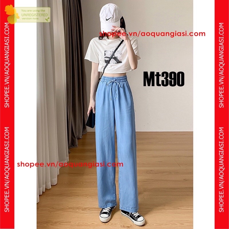 Quần denim ống rộng dạng dài MT390