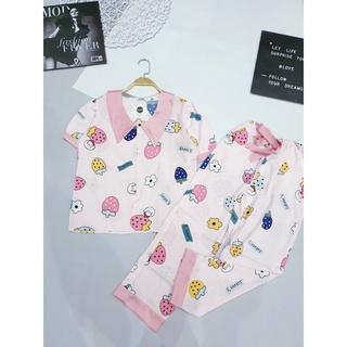 pijama lụa mềm mịn❤️ cổ nhọn ❤️ đồ bộ đồ mặc nhà dễ thương