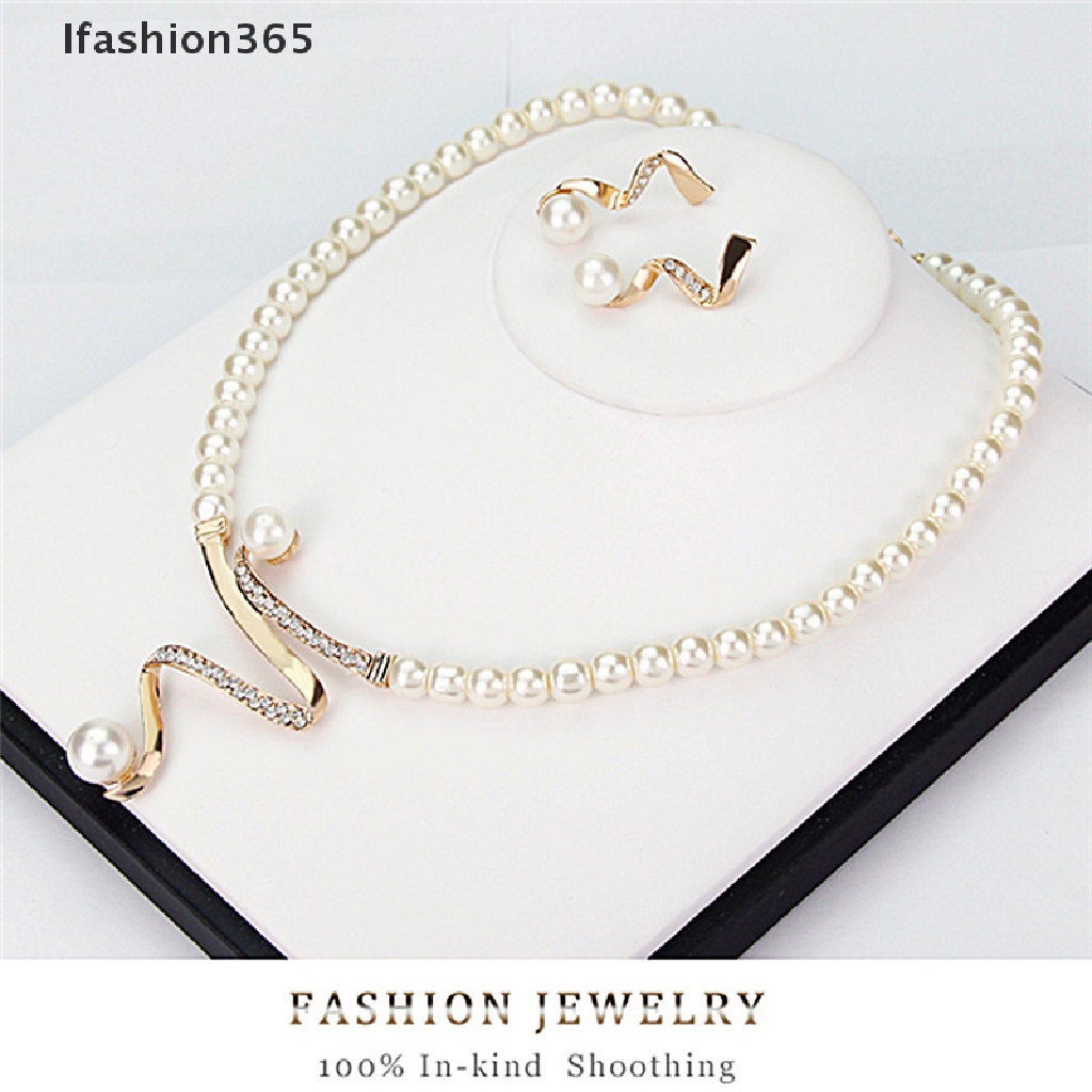 Bộ Vòng cổ + bông tai đính ngọc trai giả 365 cho cô dâu