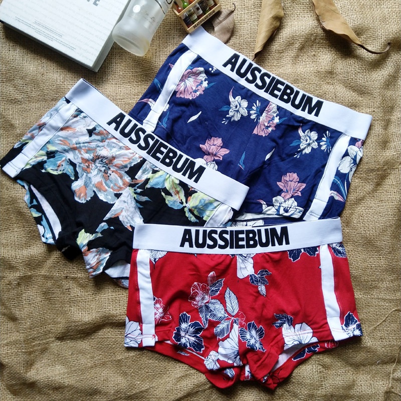 [free ship 50k + che tên đơn hàng] quần lót nam, quần lót boxer au hoa lá họa tiết tinh tế nhiều màu