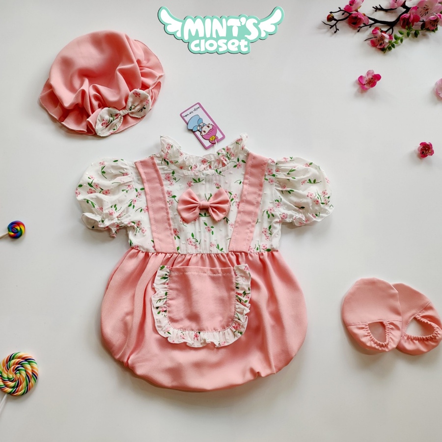 Set bodysuit cho bé gái sơ sinh kèm nón và tất cho bé MINTSCLOSET Mint's Closet sơ sinh 1 2 tuổi - BS6082 - BS6103