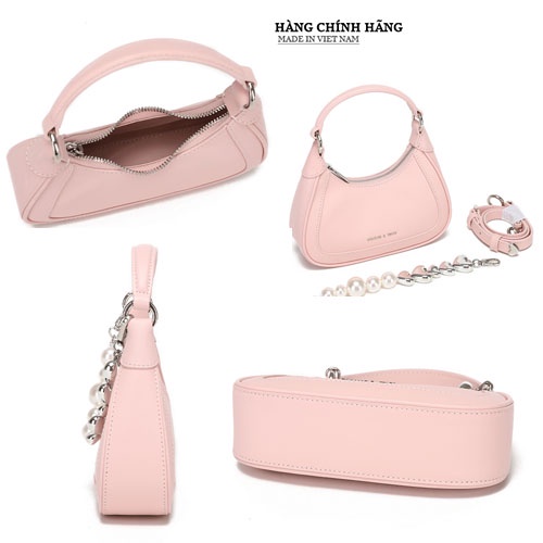 Túi Xách Nữ CNK Màu Hồng Charles & Keith Mini Hạt Ngọc Kèm Nơ Mẫu Full Box Hot 2022 - TX48
