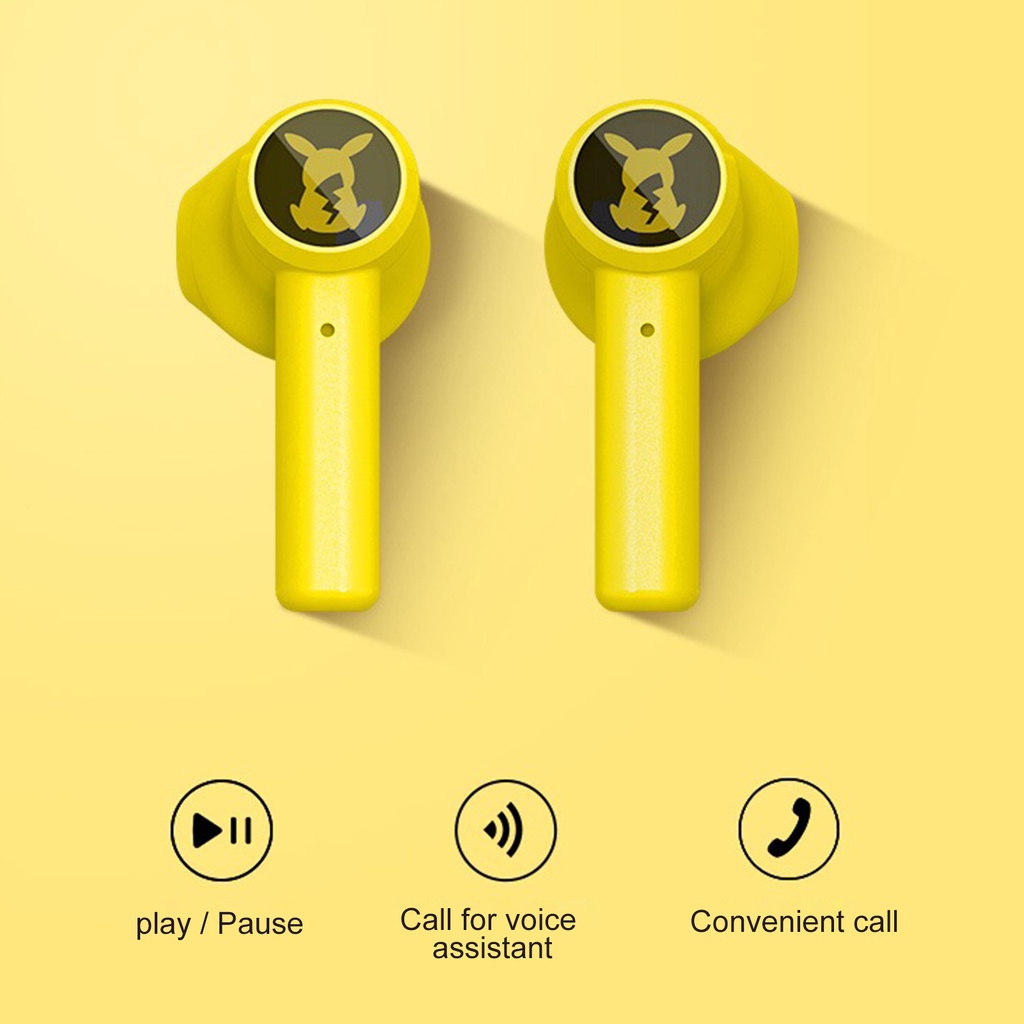 1 Bộ Tai Nghe Nhét Tai Không Dây Bluetooth Abs Hình Pikachu Cho Văn Phòng