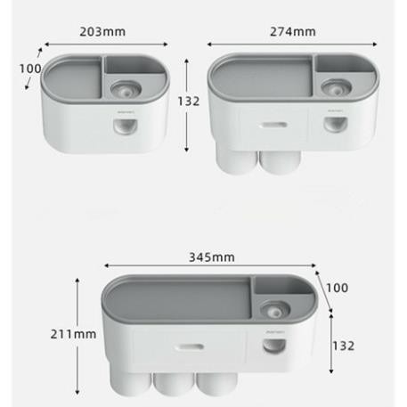 Kệ Phòng Tắm Thông Minh Kèm Cốc Hút Từ Tính Có Nhả Kem Đánh Răng Tự Động Lắp Đặt Dính Tường - OEKEM