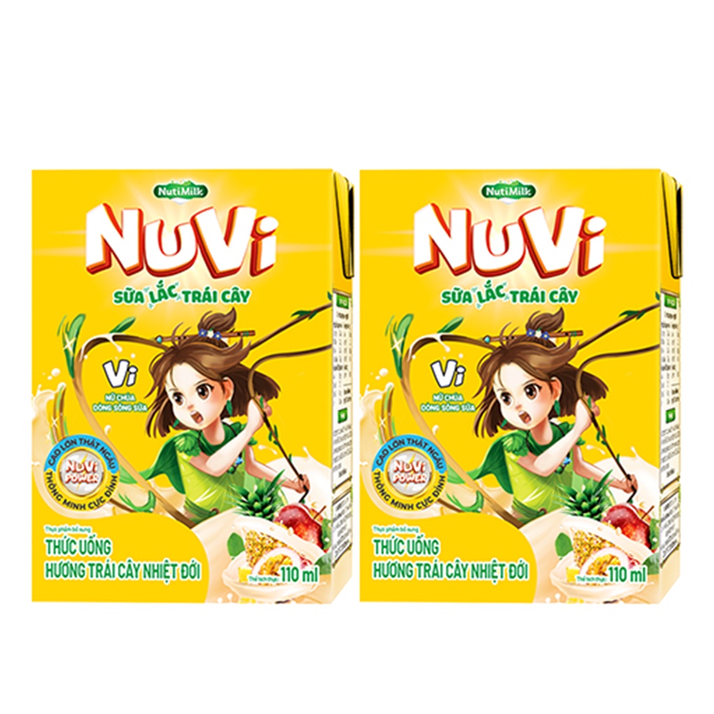 Sữa Lắc Trái Cây Hương Trái Cây Nhiệt Đới Nuvi 110ml Giúp Bé Phát Triển Trí Não, Chiều Cao Cho Bé