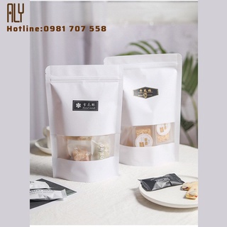 [GIÁ SỐC 1KG] Túi Zip Giấy Trắng, Túi Zipper kraft Loại 1 Có Cửa Sổ - Siêu Dày, Chống Thấm 100% _ALY