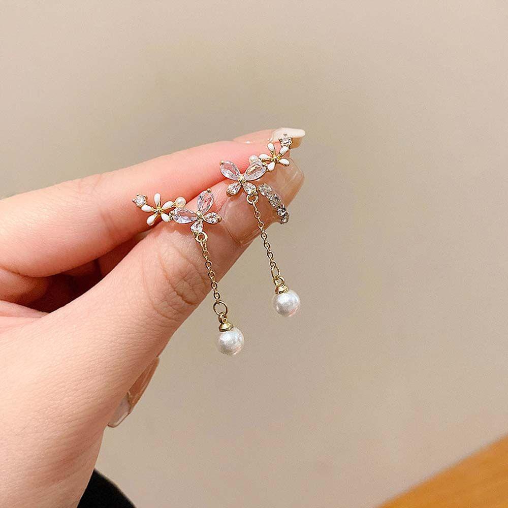 Bông Tai Dáng Dài Hình Hoa Và Bướm Thanh Lịch Cho Nữ