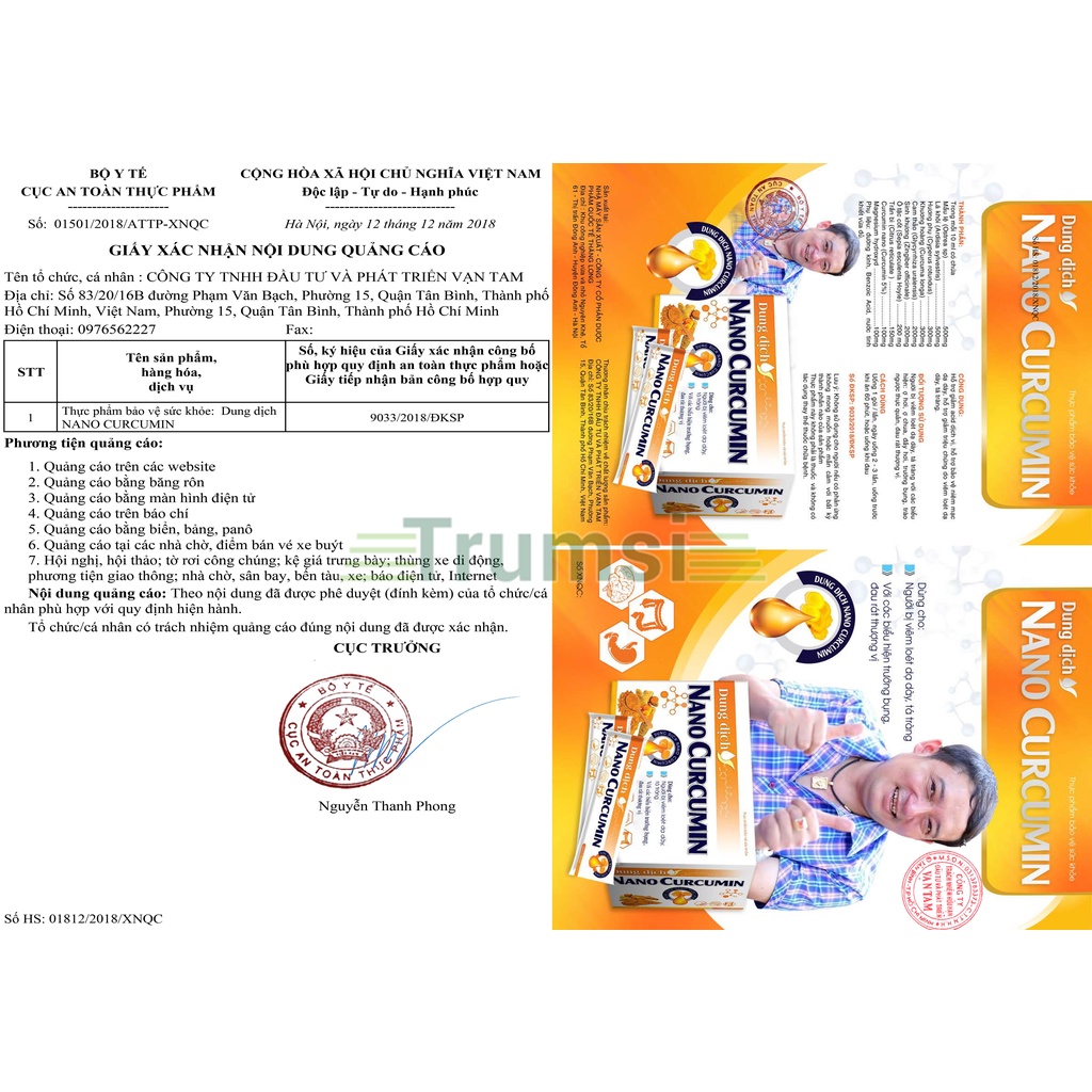 Nano Curcumin Vạn Tam Chính Hãng Giảm Acid Dịch Vị Hết Trào Ngược Ợ Chua Và Ngăn Ngừa Viêm Loét Dạ Dày Tá Tràng