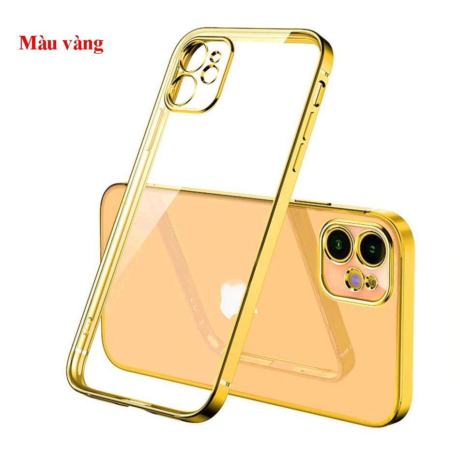 Ốp iphone - Ốp Lưng Trong Dẻo Giả Viền Vuông Mạ Màu iphone 7 Plus 8 Plus X, Xs max, 11, 11 Pro 11 Pro Max 12 12 Pro Max