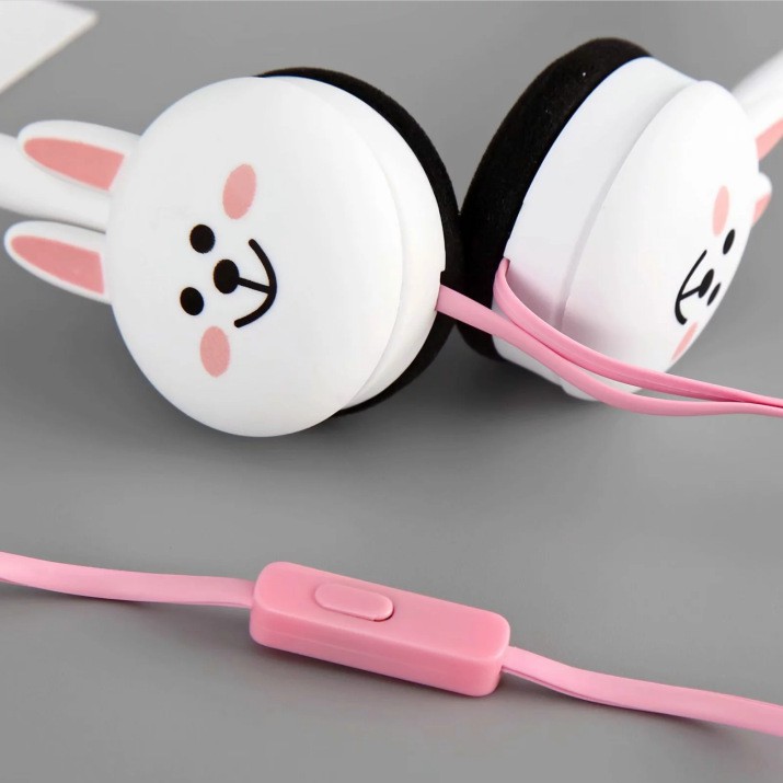 Tai nghe chụp Tai Headphone gấu thỏ line cute, âm lượng cực khủng, âm bass mạnh mẽ, có mic đàm thoại