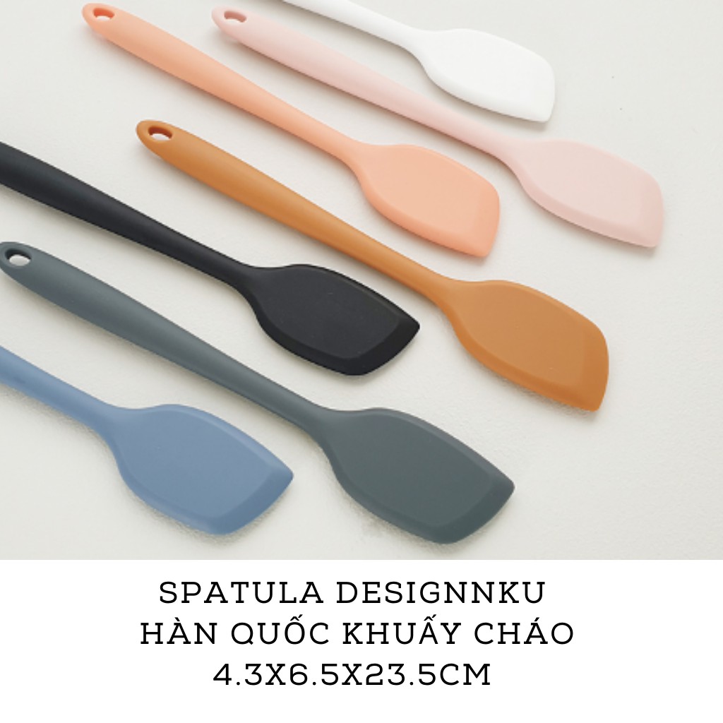 SPATULA PHỚI THÌA MUÔI KHUẤY BỘT ĐẦU CHÉO 100% SILICON DESIGNNKU HÀN QUỐC