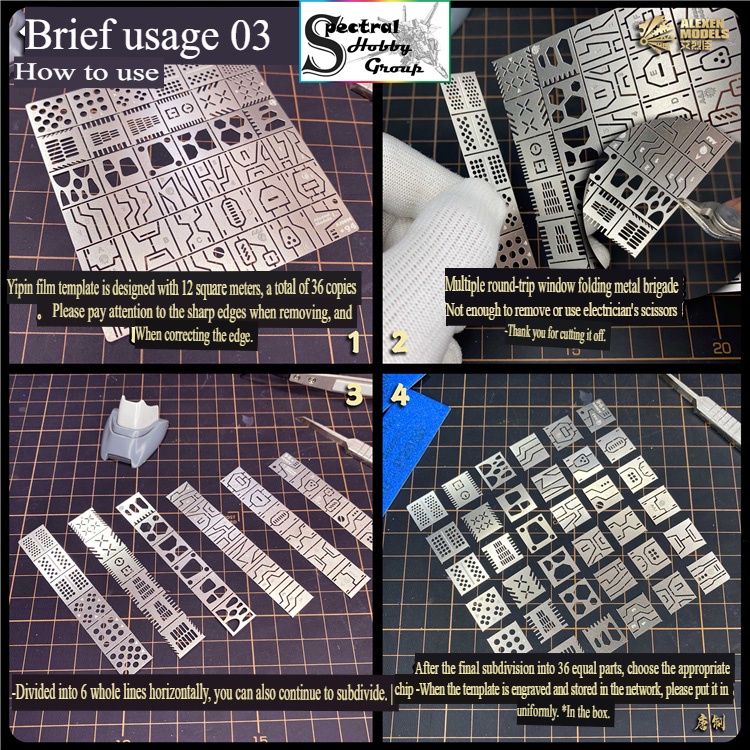 Dụng cụ Alexen hỗ trợ kẻ line cho mô hình gundam scriber AJ0094 AJ0095 template metal masking